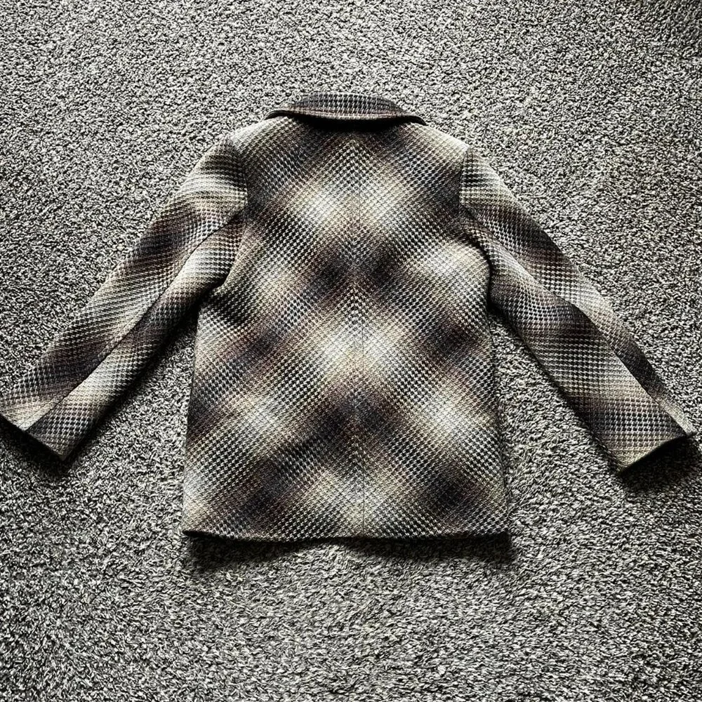 Vintage Pendleton Houndstooth Blazer Womens Small Snakeskin Tan 100% Wool Winter - Picture 5 of 8